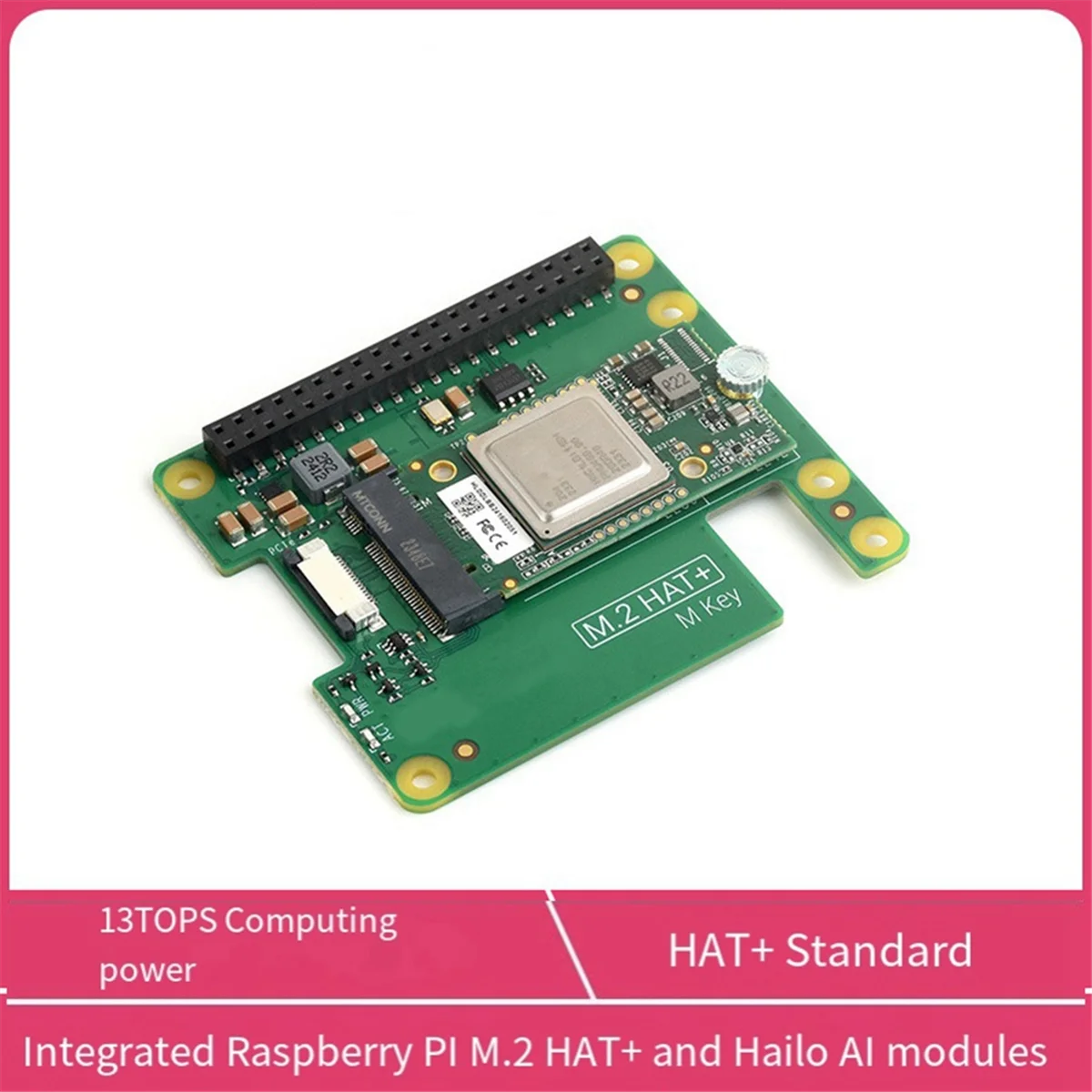 Для Raspberry Pi 5 AI Kit M.2 HAT + Hailo Al модуль ускорения 13 топов PCle Gen3 Ai для Linux Windows