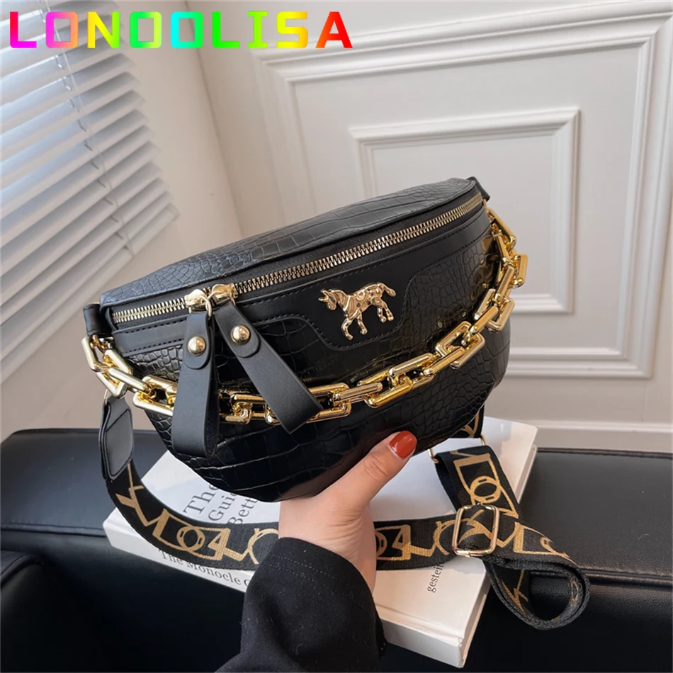 

PU Leather Small Waist Pack for Women 2022 Fashion Chest Bag Female Handbags and Purses Chain Travel Belt Shoulder Crossbody Sac
