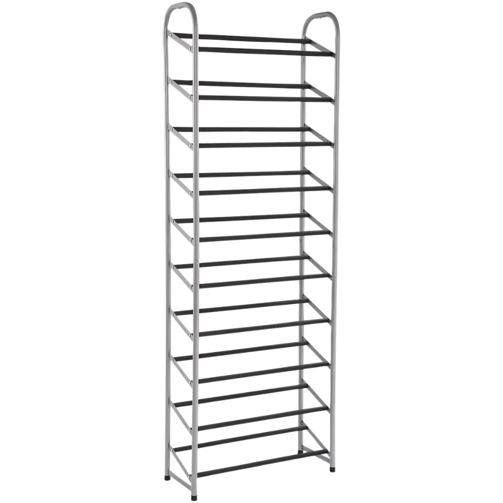 

Mainstays 10-Tier Shoe Rack, Powder Coated Black and Silver Finish, 30 Pairs Storage Organizer 22.00 X 9.00 X 62.00 In