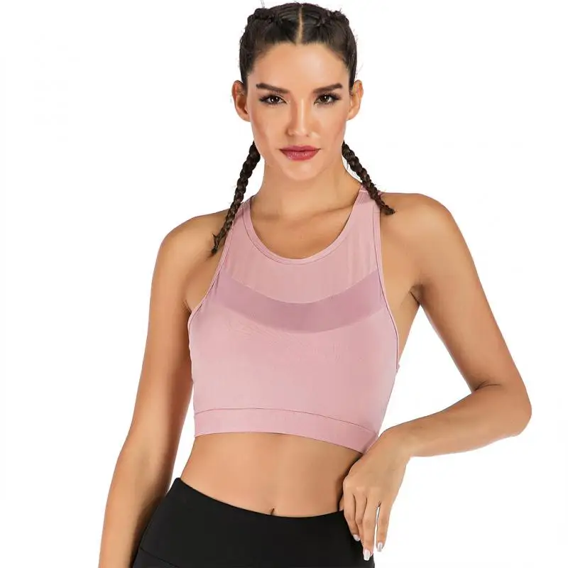 

Женский спортивный бюстгальтер, сексуальный сетчатый комбинированный Топ для фитнеса, устойчивый к вибрации, бюстгальтер для йоги с чашками пуш-ап, дышащий спортивный бюстгальтер для йоги, сексуальные майки