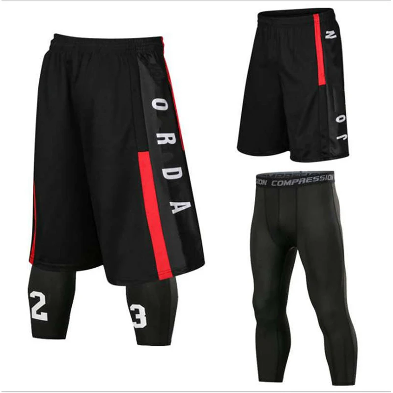 

Men Running Tracksuit Sweatpants Gym Jogging Leggings Basketball Football Shorts Fitness Tight Pants Outdoor Sport Clothes