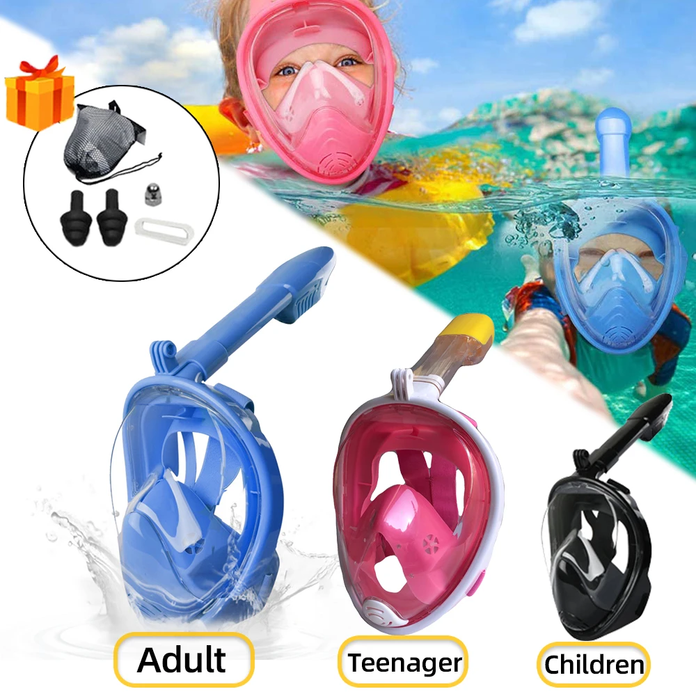 

Scuba Diving Respirator Masks Anti Fog Safe Breathing for Kids Adult Underwater Snorkeling Full Face Children Swimming Mask Set