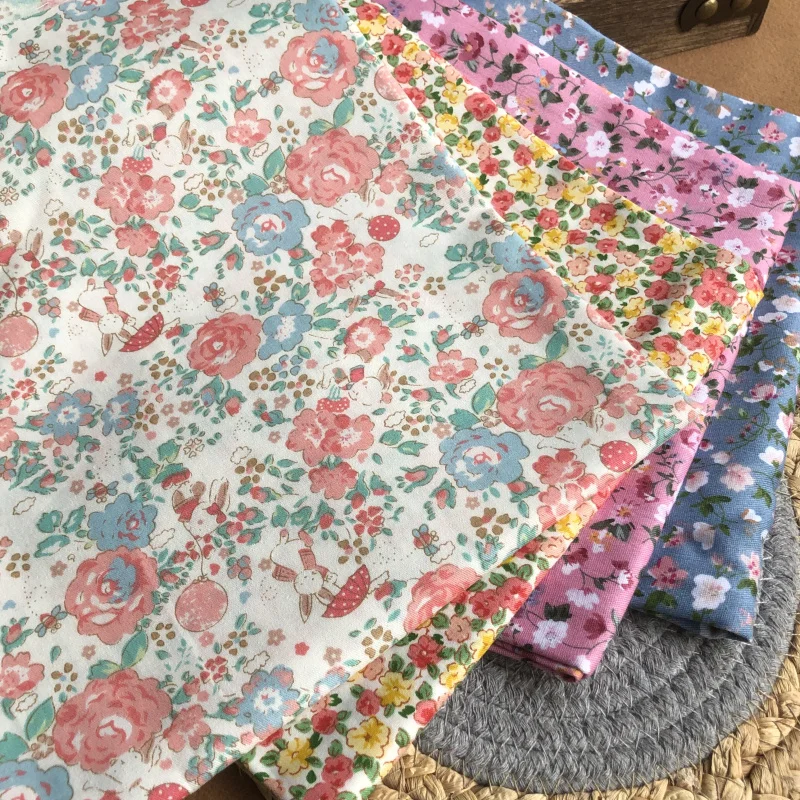 

Flower Prints Twill Cotton Floral Fabric for Patchwork Cloth DIY Sewing Quilted Fabric Fat Quarters Material for Baby Children