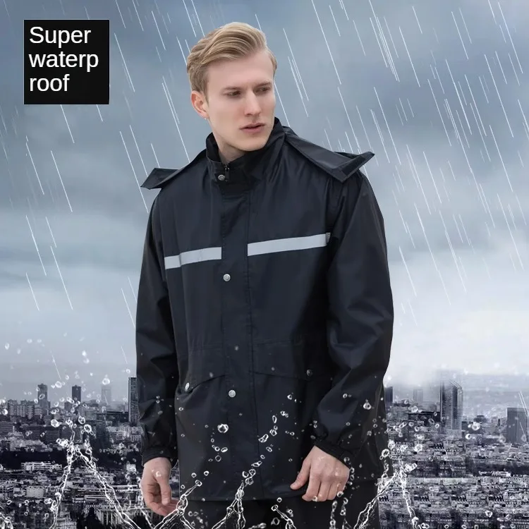 Men's Raincoat Waterproof Raincoat Male Coat Raincoat Pants Suit Take-out Long Pattern The Whole Body Cycling Solo Split Poncho