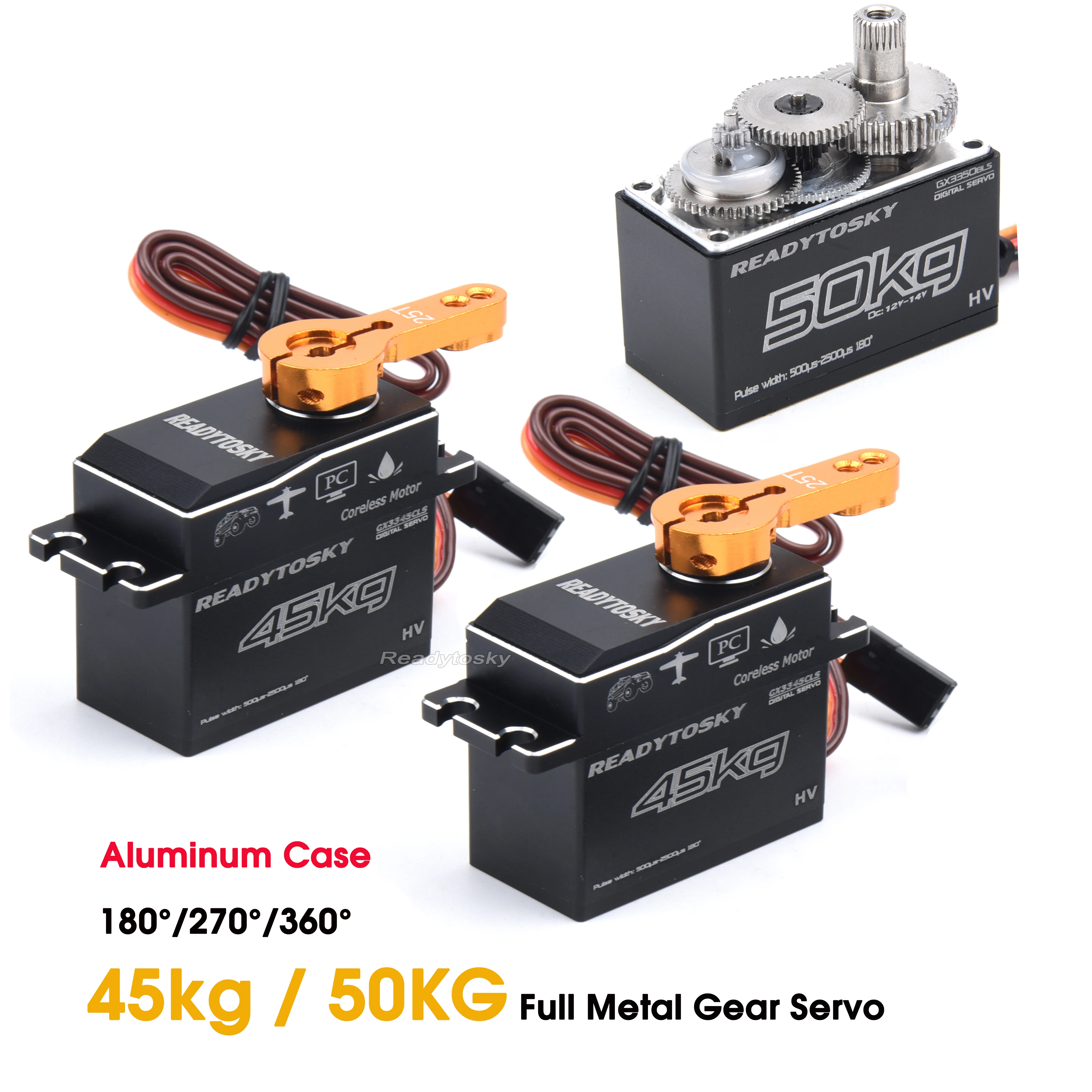 

DS3245CLS 45KG 180 Degree & DS3350BLS & 50KG 180°/270°/360° Aluminum Case Digital Metal Gear HV Servo for RC Car Truck Boat Part