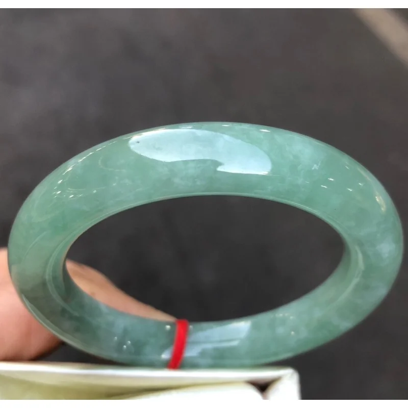 Сертификат природного класса AA ледяной бирманский зеленый нефритовый браслет 54
