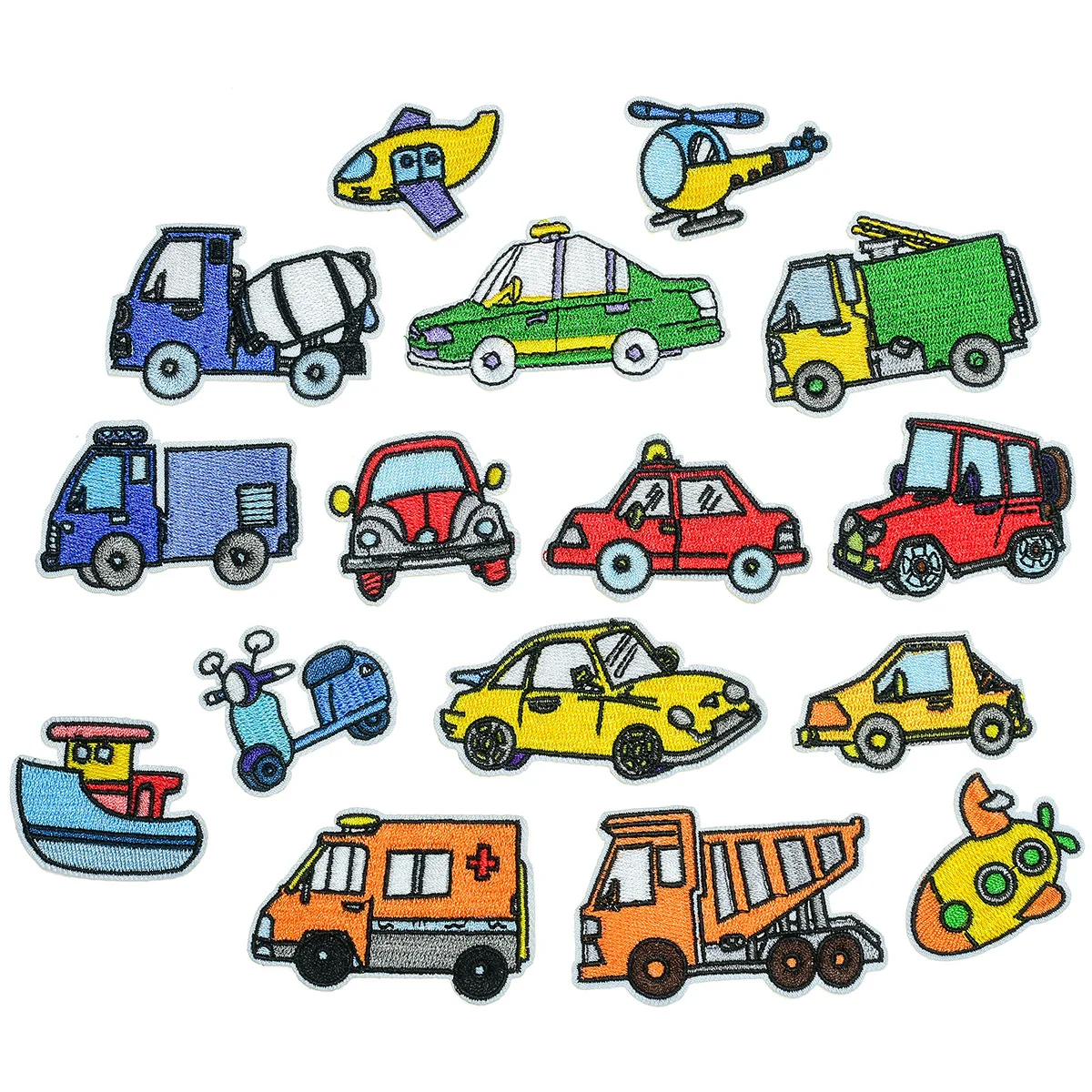 

16Pcs Cartoon Car plane engineering vehicle applique for on Sew repair child Clothes Ironing Embroidered Patches Jeans Sticker