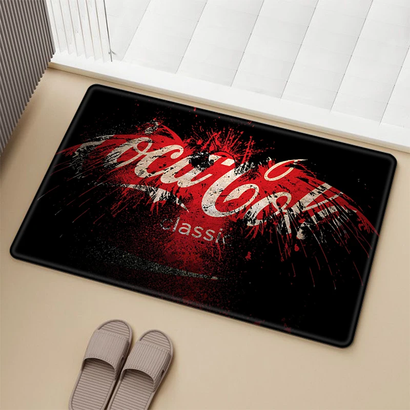 

Kitchen Carpet Cocas Cola Mats Room Design Entrance Doormat Mat Foot Living Carpets Non-slip Rug Bathroom Rugs Hallway Door Bath