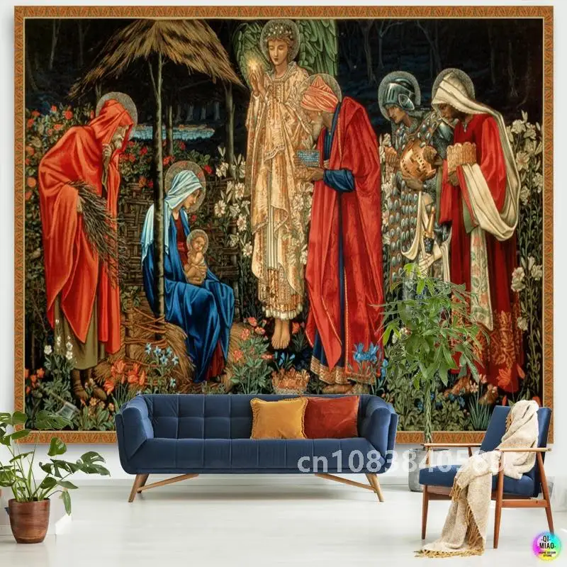 Рождественская сцена гобелен Иисус рождения ясли сарай настенный ангел Пасха