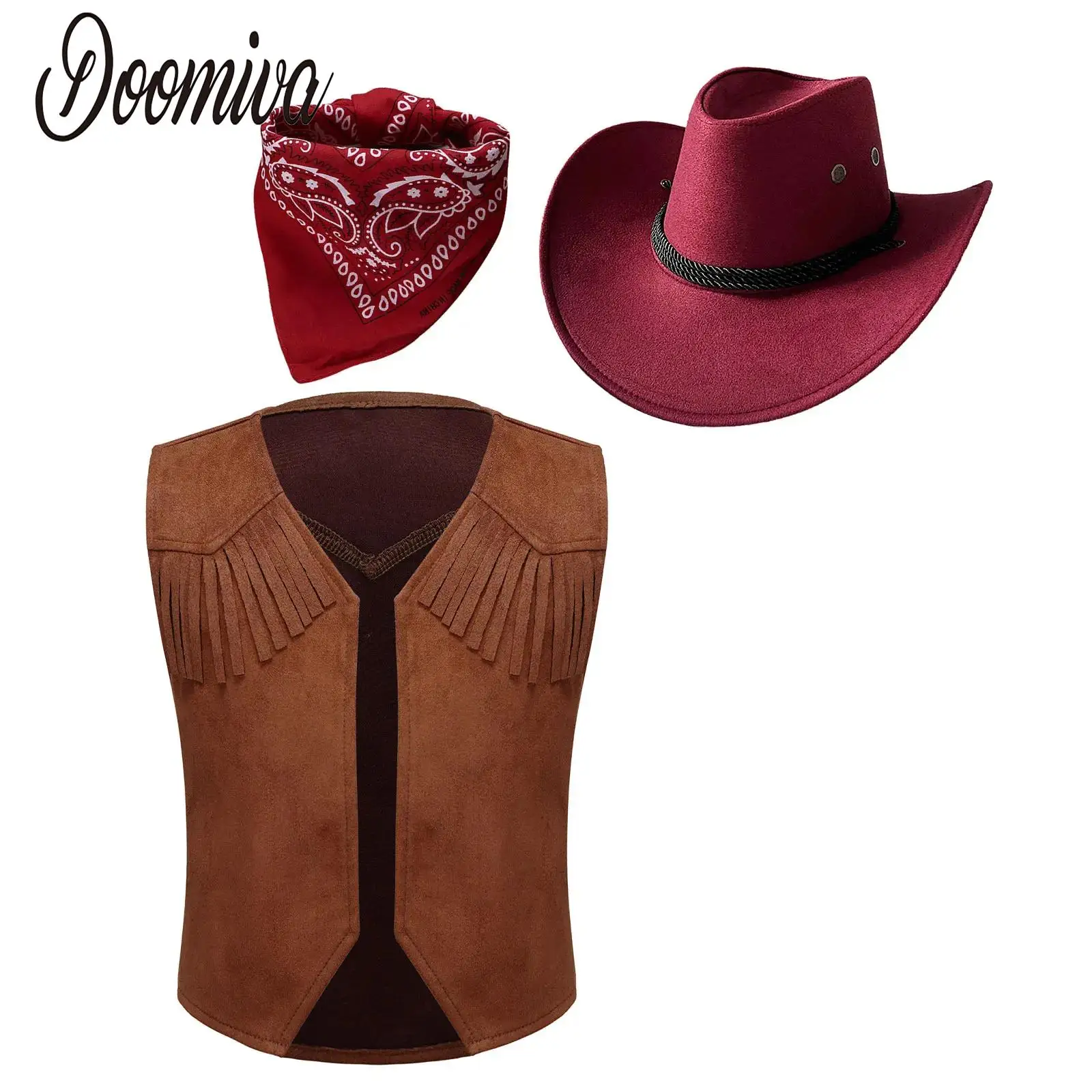 Детский ковбойский костюм ковбоя для косплея на Хэллоуин коричневая безрукавка