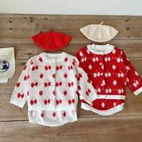 new autumn infant baby girls knit long sleeve print coat sleeveless rompers clothing sets kids girl suit clothes