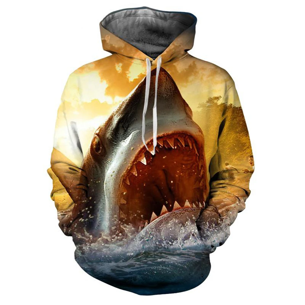 

Худи мужское оверсайз с 3d принтом акулы, 2023