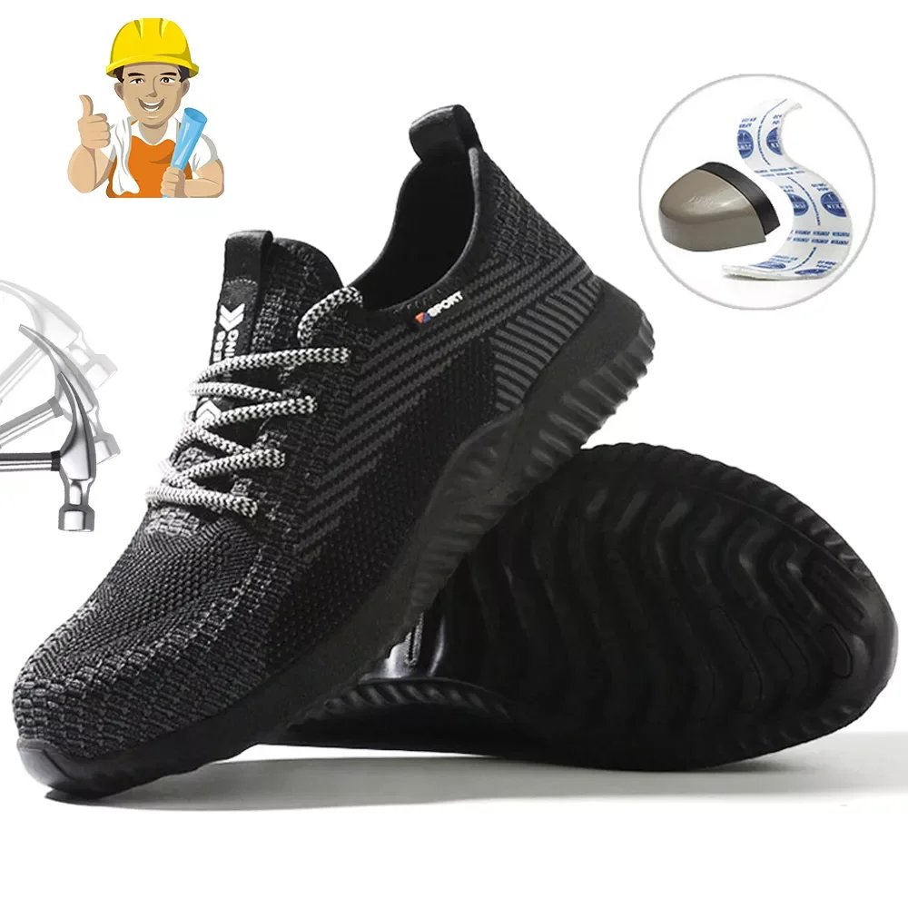 

Мужские летние дышащие легкие защитные туфли, повседневная Рабочая обувь с защитой от проколов и ударов, уличные защитные кроссовки