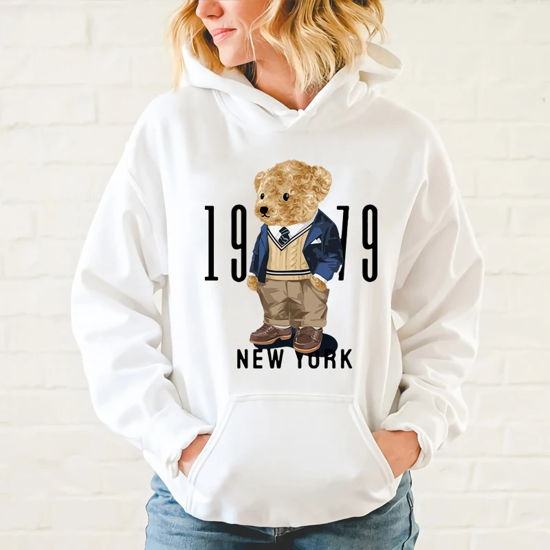 

Men's And Women's Hoodies Fashion Creative Belt Bear Personality Vintage Thickening Plus Size Lovers Autumn And Winter bear Top