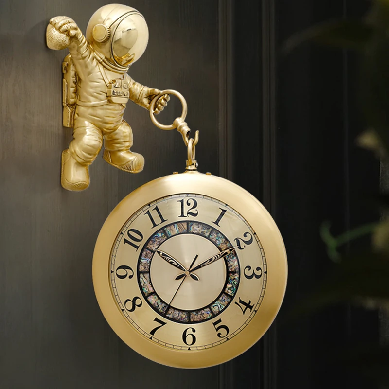 

Unique Wall Clock Original Art Double Sided Golden Living Room Wall Watch Modern Quiet Nordic Reloj Pared Home Decoration Luxury