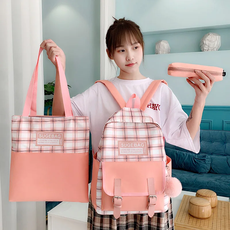 

Qyahlybz 3pcs set schoolbag female korean high school harajuku cute girl ins college student backpack female shoulder bags
