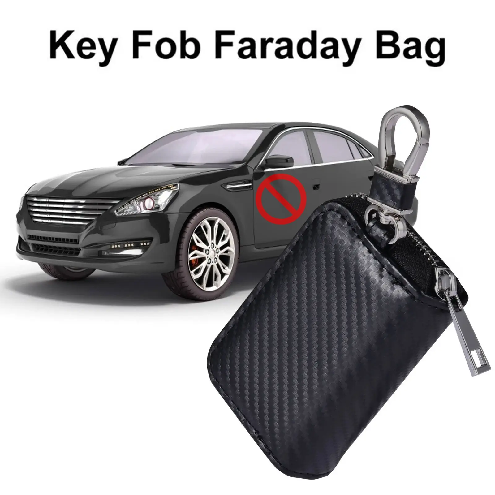 Faraday Car Key Signal Blocker Case Box, Leather Anti Theft RFID Blocking Anti-Hacking Case Blocker