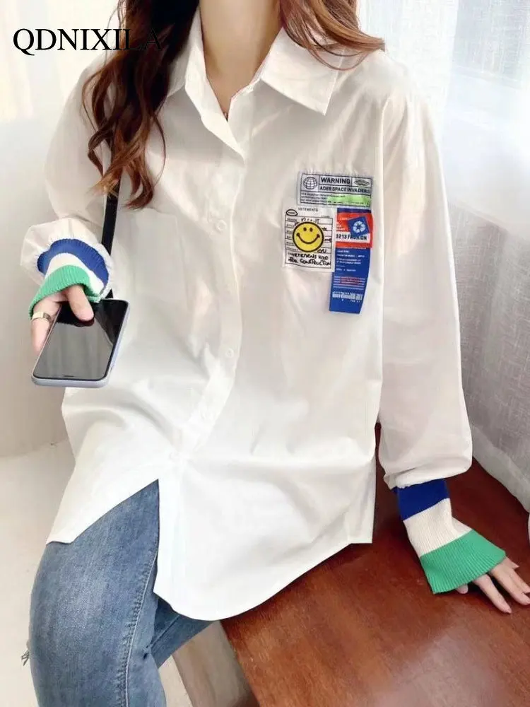 

Clothes for Women Shirts and Blouses Spring Clothes Women 2023 Knitted Sleeves Mid-length Women's Shirt Korean Women's Clothes