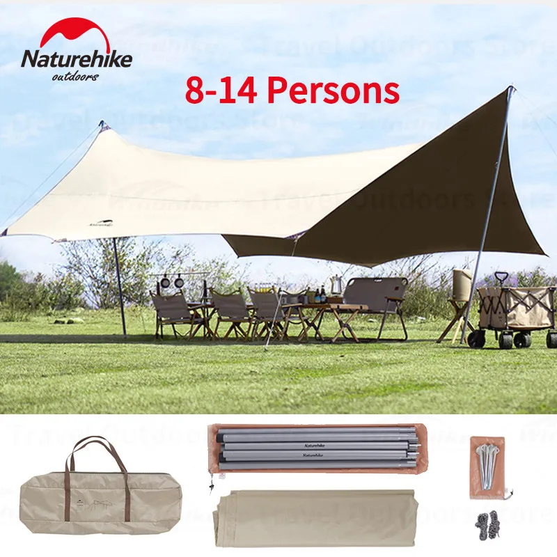 

Naturehike GLACIER-Series Up Canopy Titanium Vinyl Cloth UPF50+ Summer Sun-Proof Shade 14 Persons Pu2000mm Rainproof Sun Shelter