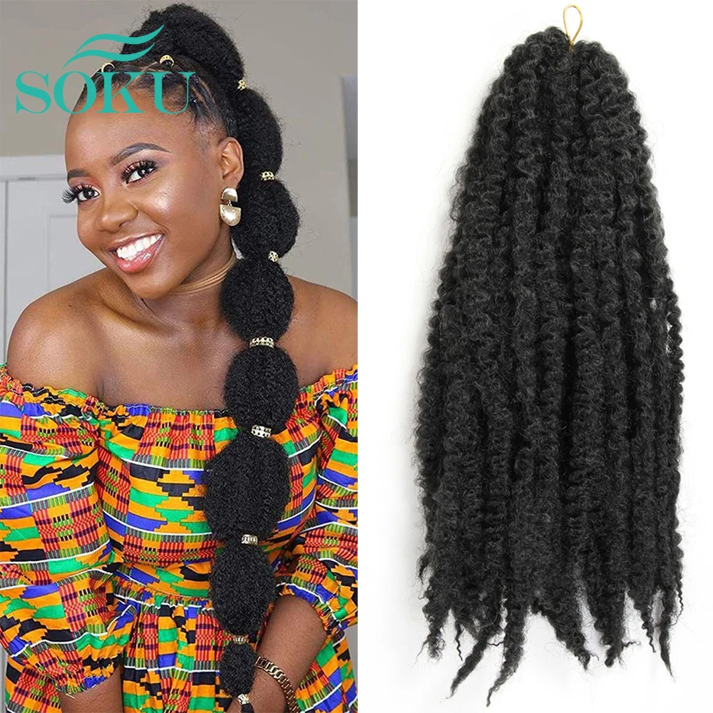 Synthetic Marley Braiding Hair Twists Afro Kinky Crochet Braids 18 Inch Extension For Black Women SOKU |