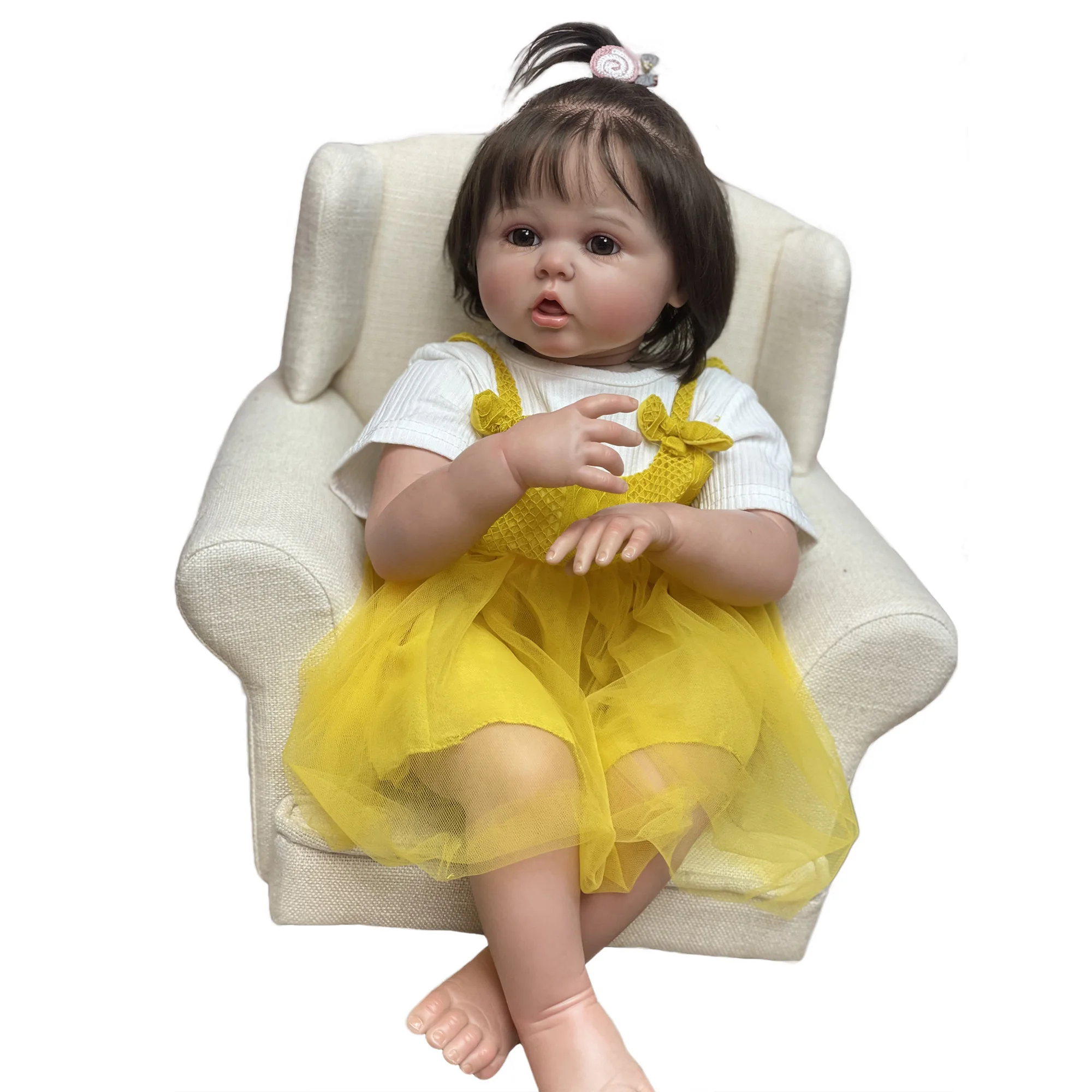 

Anjo Doll 60CM Reborn Baby Doll With Root Hair Handmade Painted Lovely Reborn Doll Real Soft Touch Reborn Doll Muñecas Para Niña