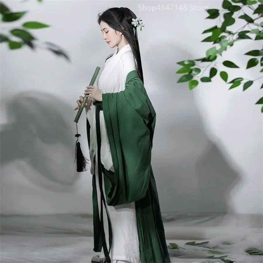 Фото Hanfu-Кардиган traditionnel en mousseline de soie pour femmes, manteau de style chinois, Pure Han Tang Prairie, vêtements №4