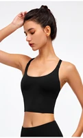 female brassiere wireless cross straps sports bras yoga running fitness pure color prevent vibrati vest breathable women bra
