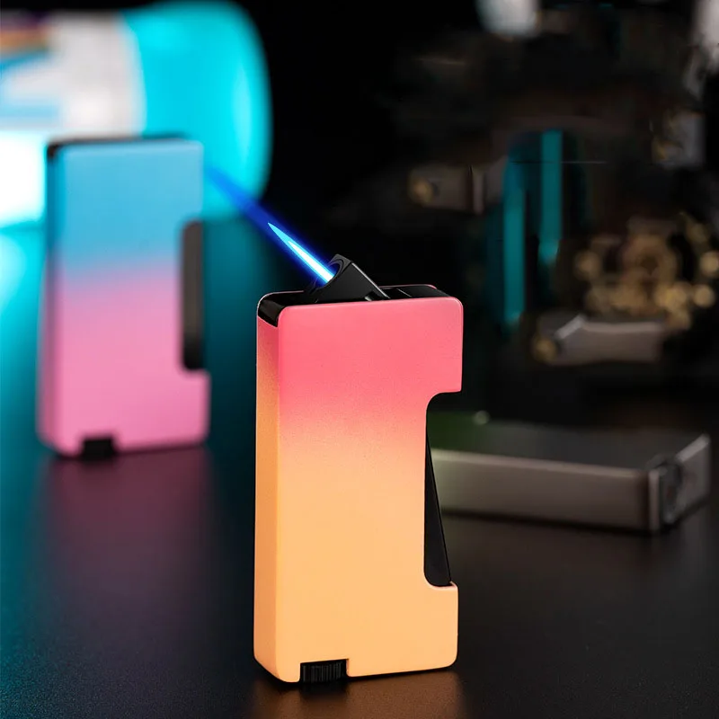 

New One Button Ignition Lighter Personalized 45 ° Angle Ignition Port Inflatable Windproof Lighter Smoking Accessories
