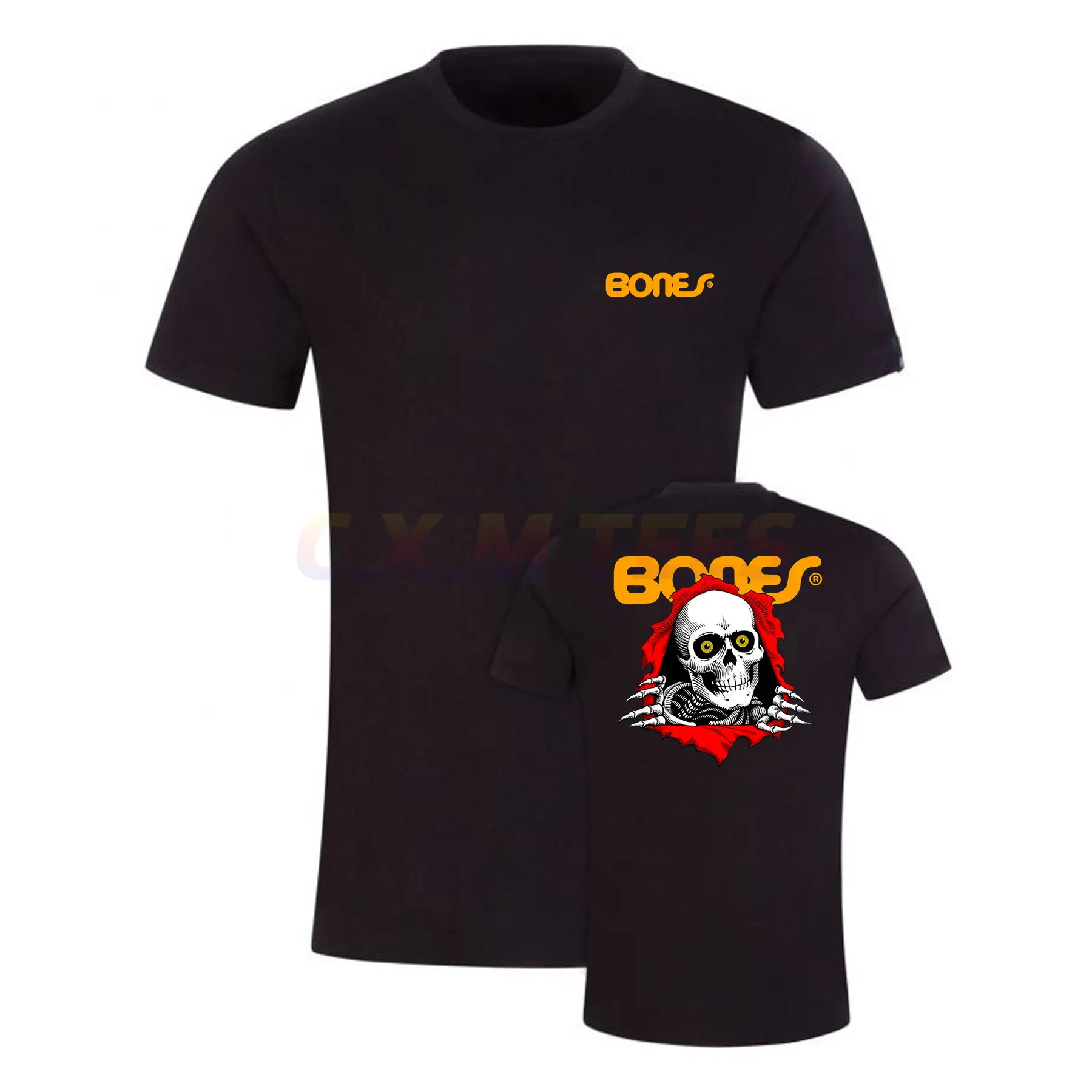 

Amazing Tees Men T Shirt Double-sided Oversized Powell-Peralta Skateboard Bones T-shirt Male T-shirts Graphic Short Sleeve S-3XL