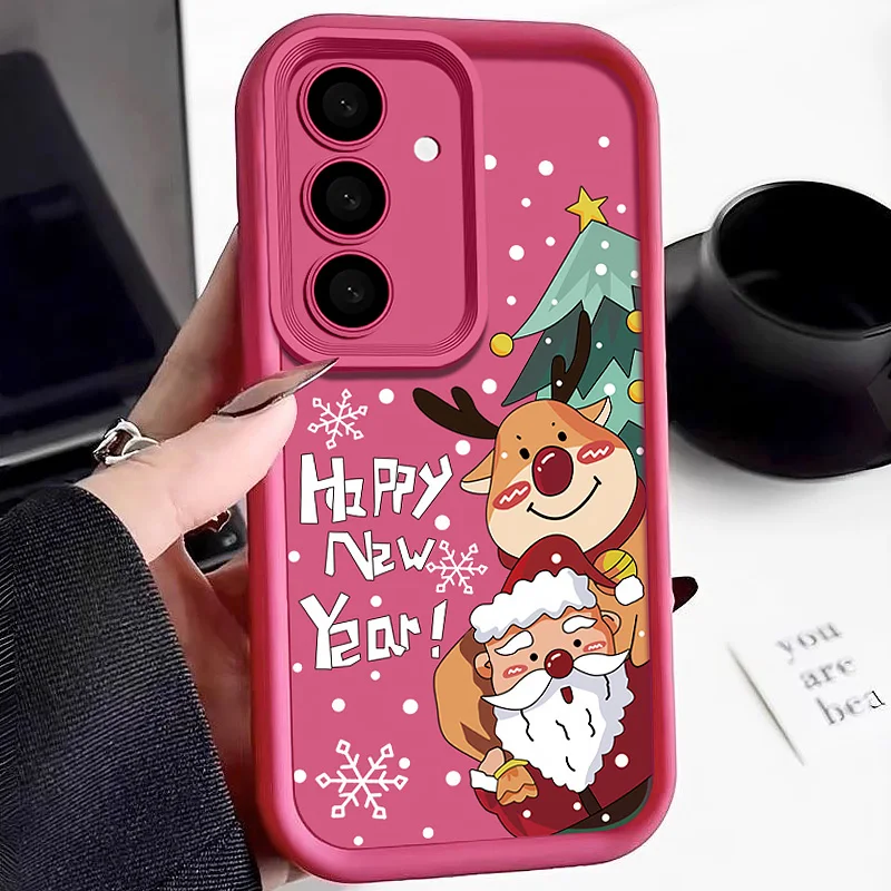 Рождественский новогодний чехол для Samsung Galaxy A34 A14 A15 A35 A55 A16 A54 A53 A52 S25 S24 S23 S22 S21 Ultra Plus