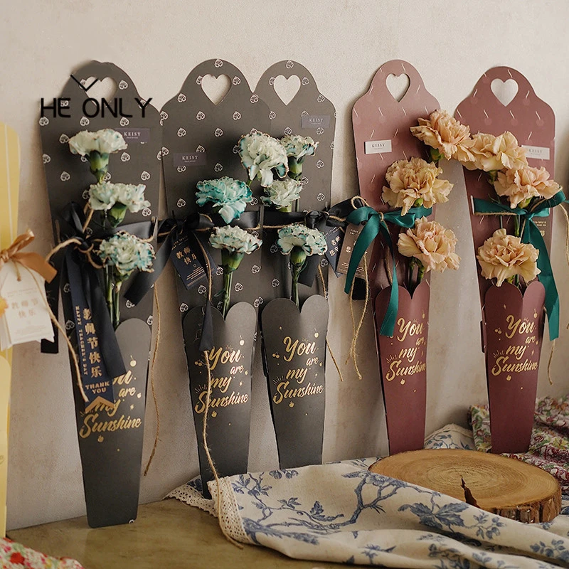 

5Pcs Single Flower Rose Wrapping Gift Box Valentine's Day Wedding Florist Rose Flower Packaging Gift Bouquet Floral Package Bag