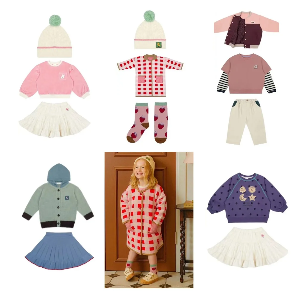 

Boys Sets PS Winter Children's Color Based on Baseball Jacket Denim Set Girl Hat Sweatshirt Skirt Set Kid Hooded Sweater