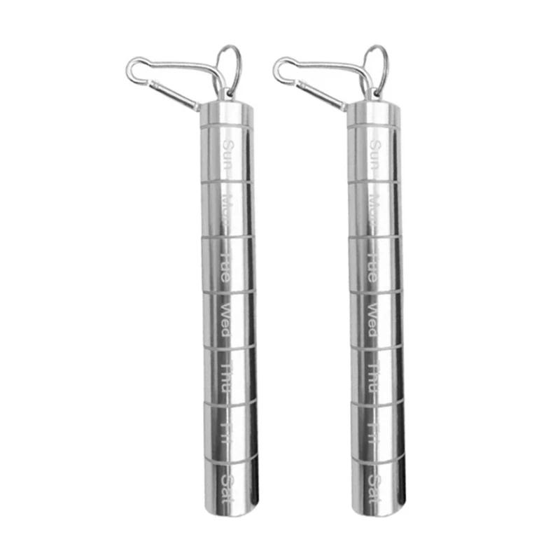 

2pcs Medication Case 7 Day Pills Holder with Keyring Weekly Pills Organizers