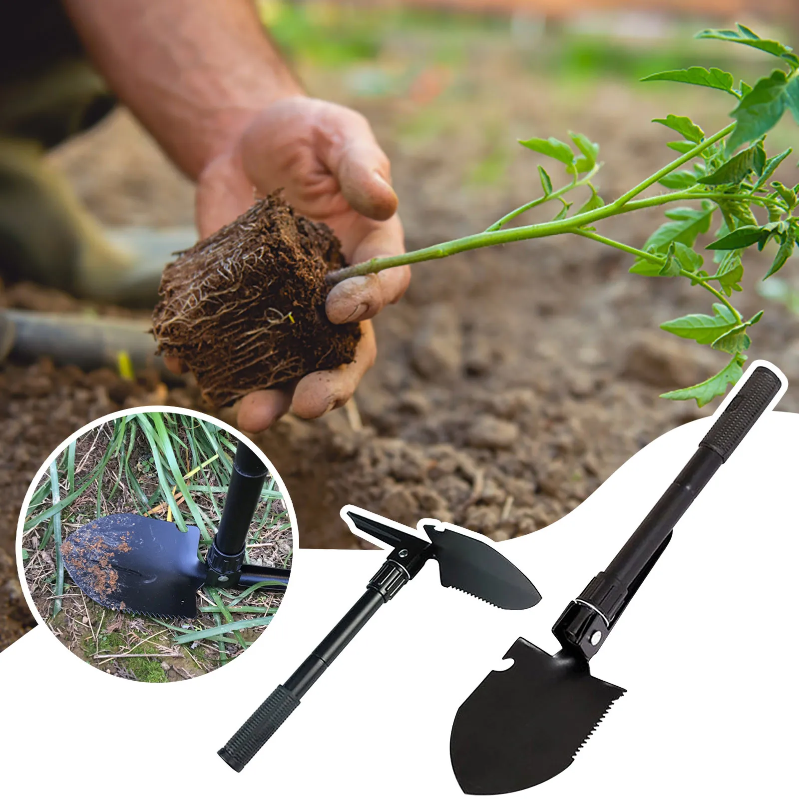 

Складная лопата для кемпинга, многофункциональный инструмент, военная лопата из сверхпрочной легированной стали светильник кое снаряжени...