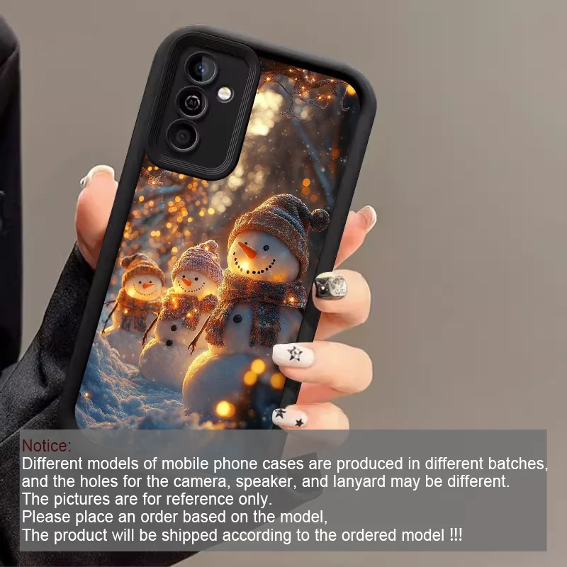 Фото Зимний рождественский чехол для телефона с милым узором снеговика для Samsung Galaxy S25 S24 FE S23 S22 S21 Plus Note 20 Ultra 5G Soft Cover Y2K №2