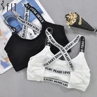 Женский спортивный бюстгальтер SFIT, топ для фитнеса, топ с буквами, бюстгальтер для йоги, черный, белый, для бега, йоги, тренажерного зала, фитнеса, кроп-топ, женские спортивные бюстгальтеры пуш-ап