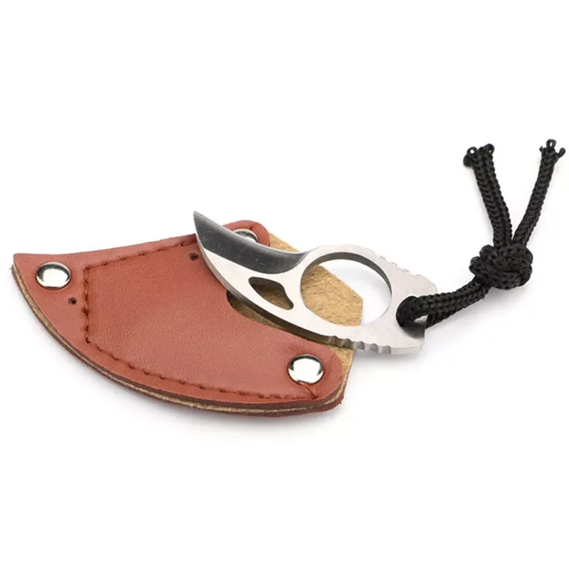 

Мини Портативный нож для выживания самообороны коготь с кожаным футляром личный инструмент для защиты повседневного использования домашн...
