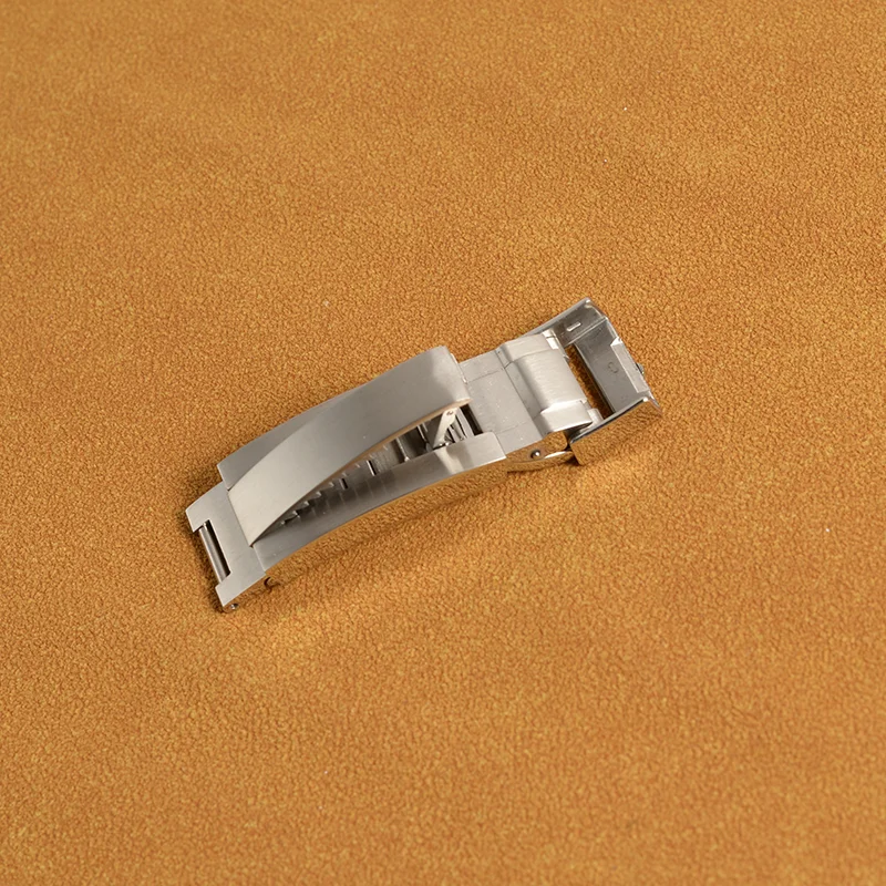For ROLEX Watch Leather Rubber Strap Band Clasp Buckle Silver