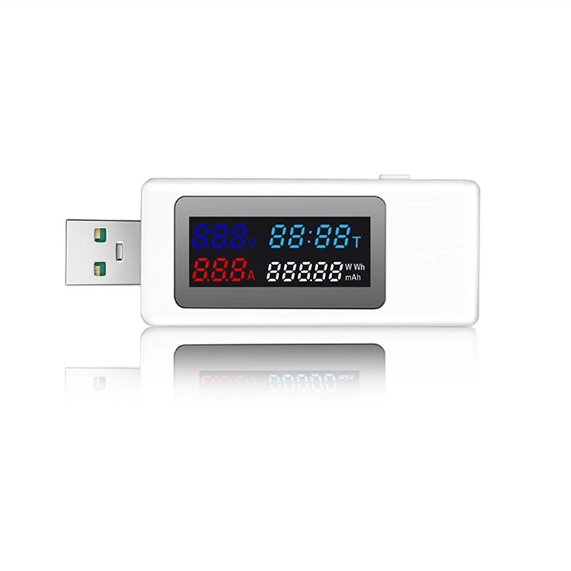 USB-тестер 6 в 1 цифровой измеритель емкости и с IPS дисплеем DC 4-30 для измерения тока