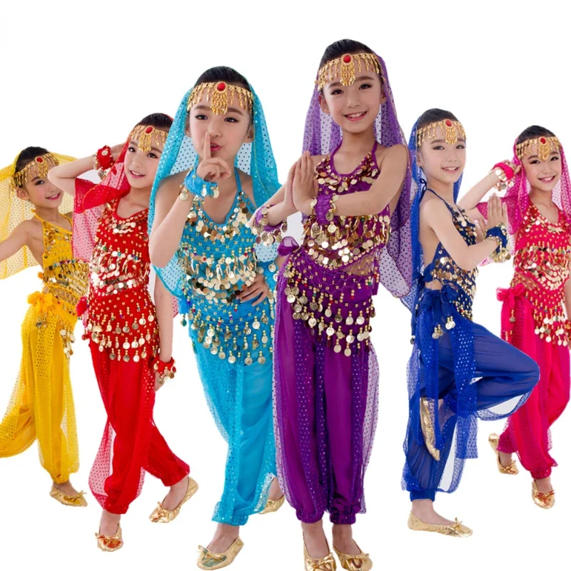 

Children Belly Dance Costume Carnaval Egypt Suit Belt Kids India Dancing Wear Girls Bollywood Performance Bellydance Cloth Set