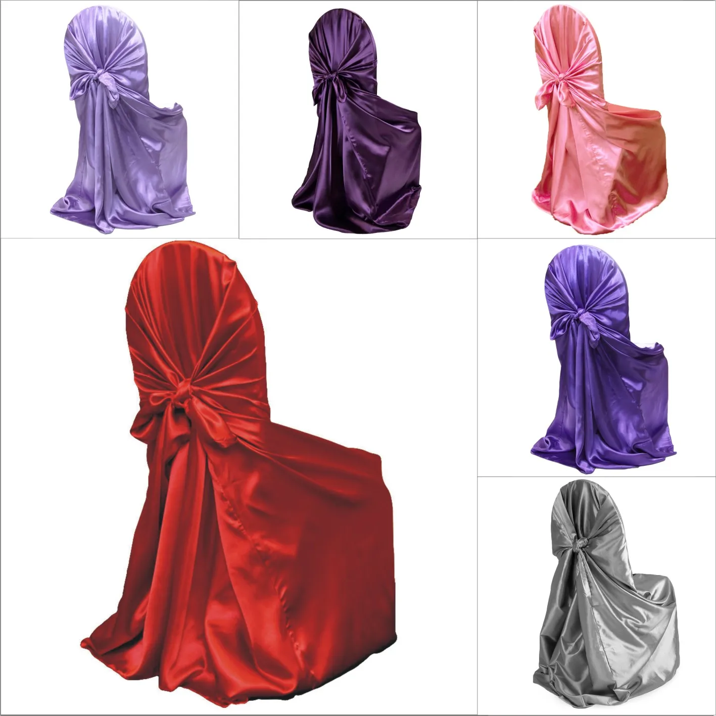 

Multicolor Satin Chair Cover Dining Wedding Banquet Party Decoration Annual Dinner Supplies Universal Chair Covers Home Decor