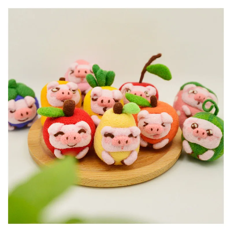 

Fruit Zodiac key chain wool needlepoint kit wool felt needle felting pendant craft needlecraft DIY handmade