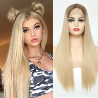 u shine 613 lace frontal wig synthetic perruque blonde 360 lace frontal pre plucked t part long straight lace front wig hair