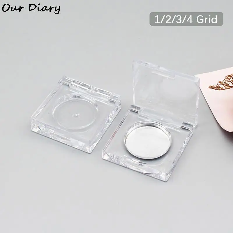 

Mini Square Eyeshadow Powder Case with Clear Cap&Aluminum Plate Plastic DIY Blush Container Makeup Tools