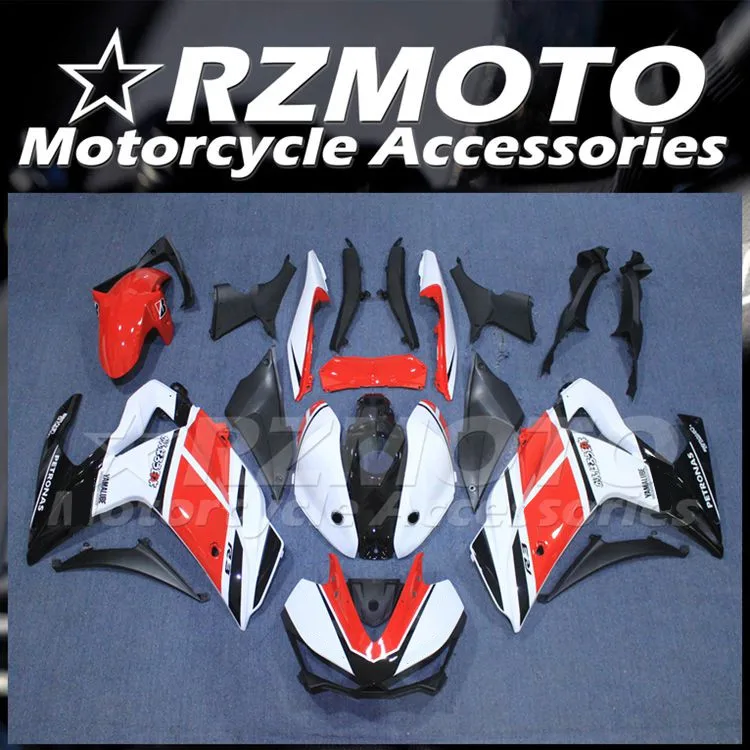 

4Gifts New ABS Motorcycle Fairings Body Kit Fit For YAMAHA YZF- R3 R25 2015 2016 2017 2018 15 16 17 18 Bodywork Set Red White