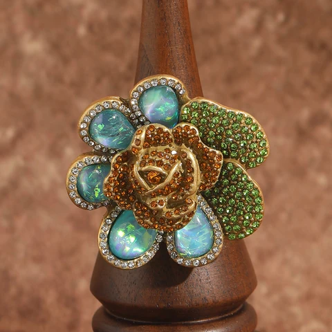 LOVE GREEN LIVE GREEN Винтажное розовое кольцо из меди с камнями