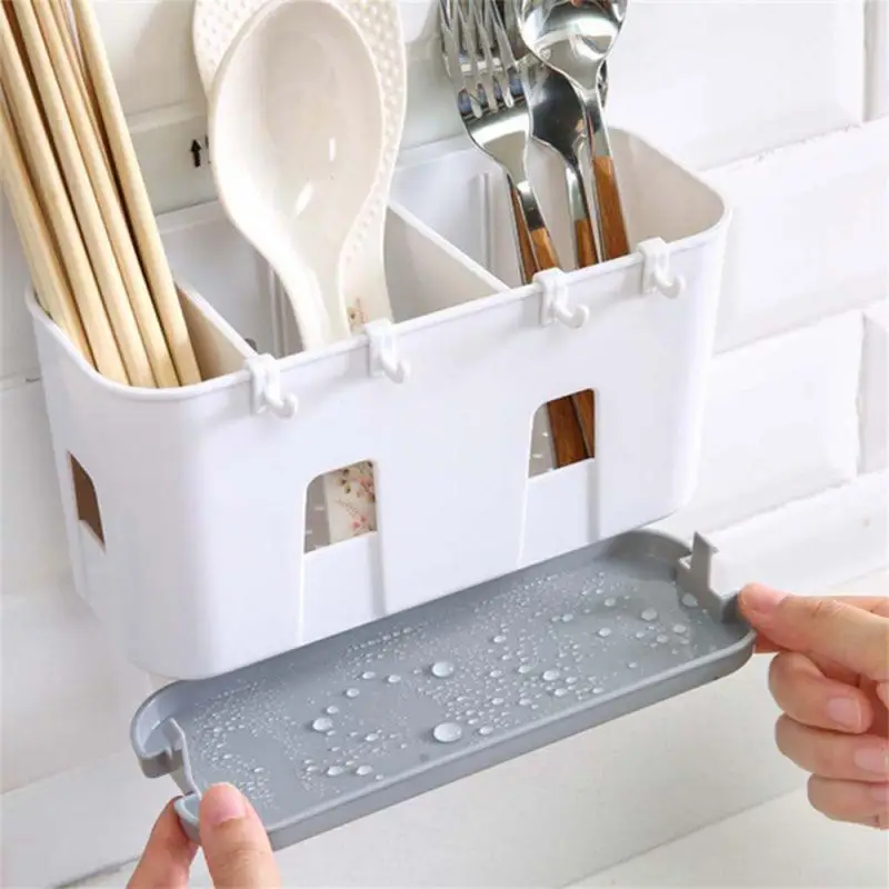 

Wall Mounted Cutlery Drainer Rack Classified Tray Utensils Organizer Spoon Fork Chopsticks Holder Kitchen Gadget Storage Basket