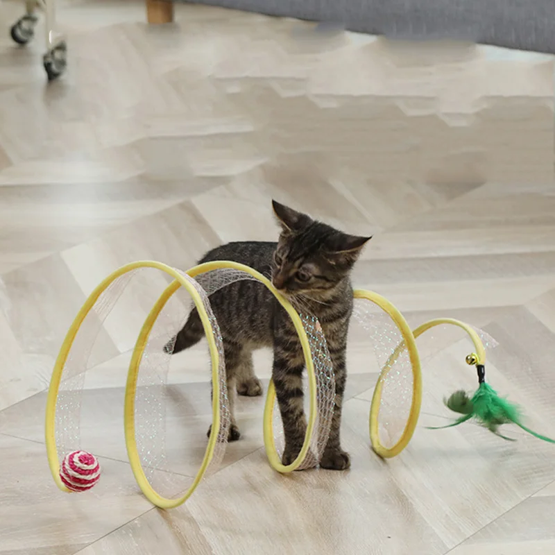 

Cat Tunnel Foldable Pet Cat Toys Kitten Pet Training Interactive Fun Toys Tunnel Self Hi Cat Toys