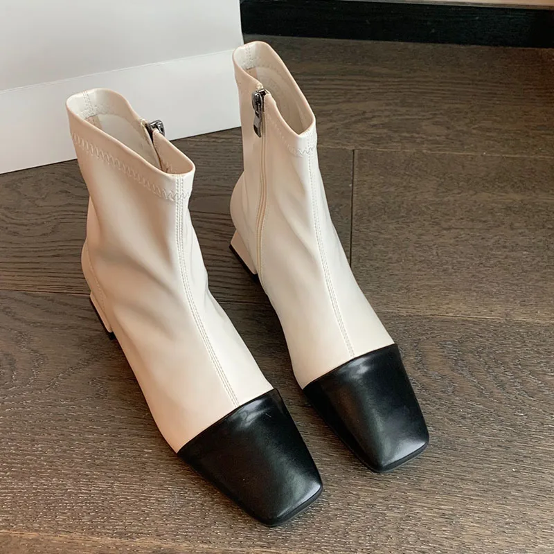 

Женские короткие ботильоны, офисные туфли-лодочки на высоком каблуке, современная женская обувь, западные модные ботинки разных цветов, 2022