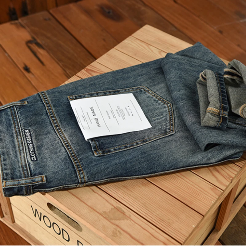 2023 Spring Summer New Vintage Letter Embroidery Jeans for Men Clothing Casual Washed Streetwear Oversize Men Trousers A5917